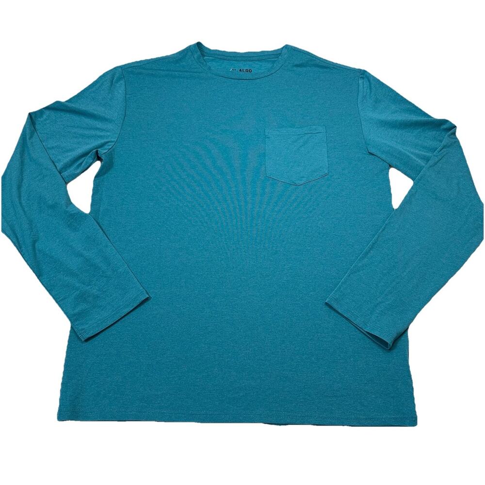 01.Algo Boys Teal Performance Long Sleeve Shirt Moisture Wicking Large NWOT